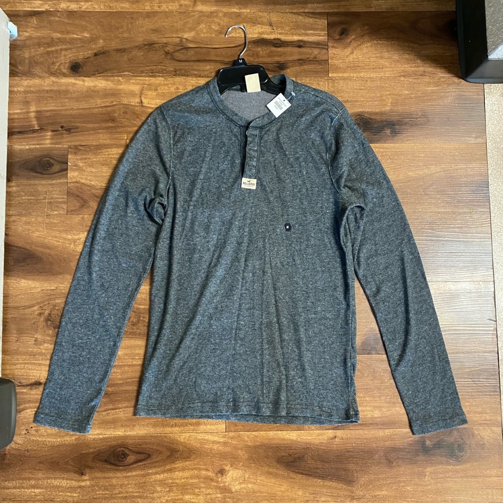 Hollister Charcoal Long Sleeve Henley